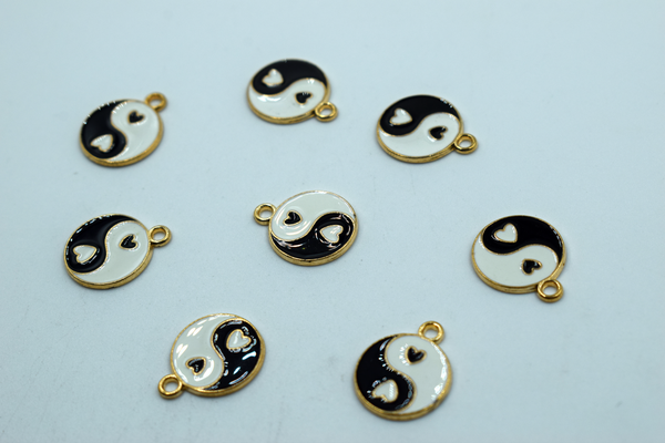 Yin-Yang Black White Enamel Charm (10 Pcs)