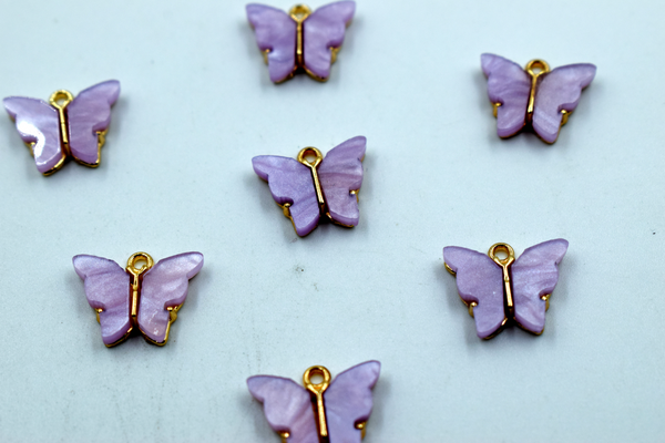 Purple Butterfly Enamel Charms (10 Pcs)