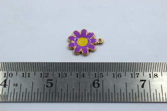 Purple Smiley Flower Enamel Charm (10 Pcs)