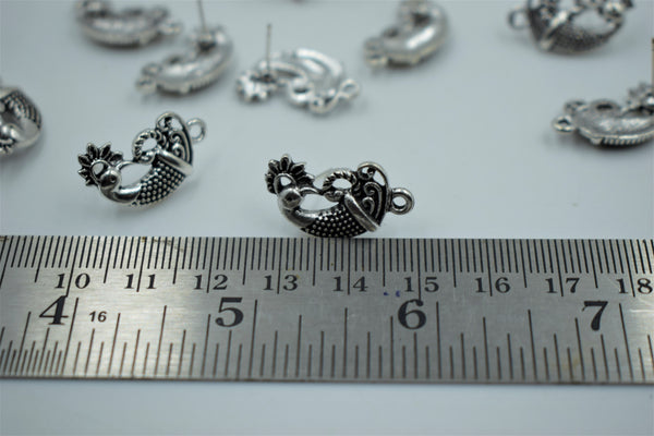 Beautiful Peacock Design Silver Oxidised Ear Stud (100 gm)