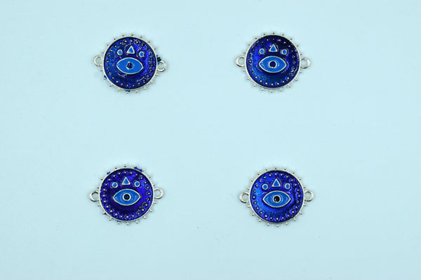 Round Unique Design Navy Blue Rakhi pendant With Silver Color Base (Pack of 12)