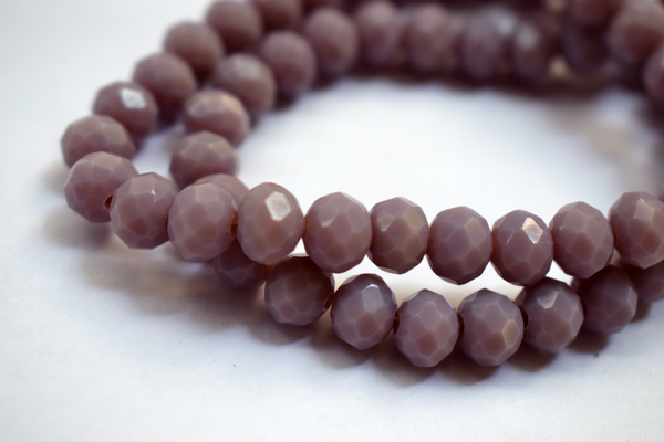 Opaque Mauve Color Glass Tyre Crystal Beads Per String (8 mm)