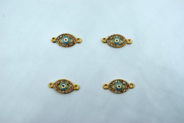 Stone Studded Sky Blue Evil Eye Shaped Rakhi pendant (Pack of 12)