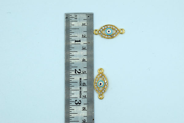 Stone Studded Sky Blue Evil Eye Shaped Rakhi pendant (Pack of 12)
