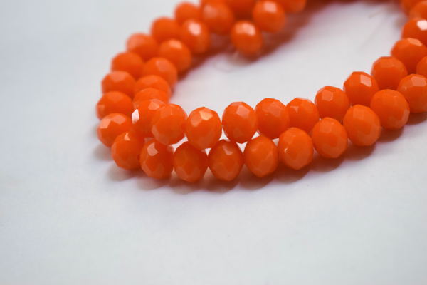 Opaque Orange Color Glass Tyre Crystal Beads Per String (8 mm)
