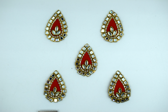 Red color Tilak Shaped Kundan Buti For Decoration(Pack of 10 pcs)