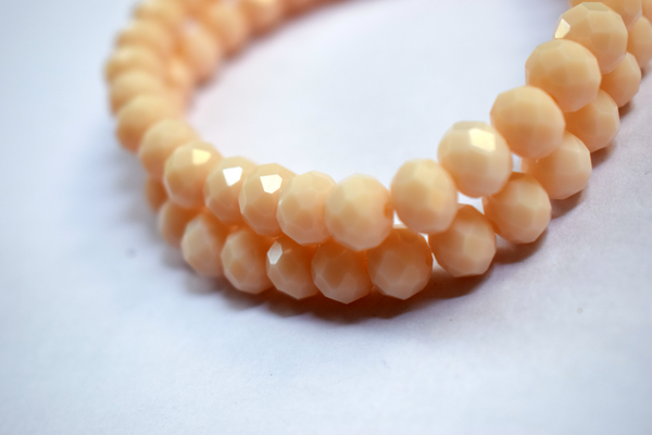 Opaque Pastel Orange  Color Glass Tyre Crystal Beads Per String (8 mm)