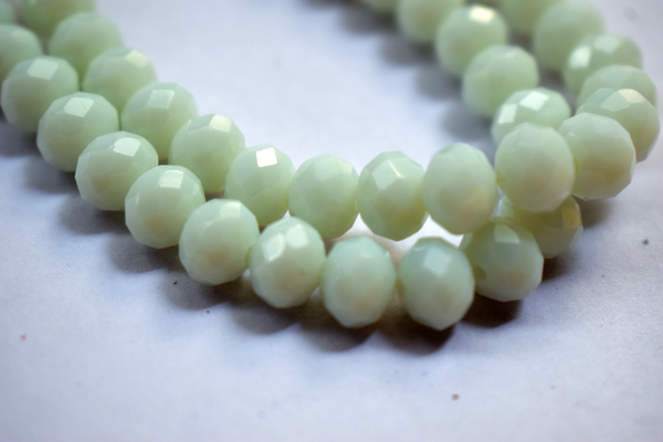Opaque White Color Glass Tyre Crystal Beads Per String (8 mm)