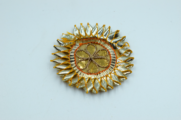 Cream  Color Coin Size Gota Patch With Lace (10 Pc)