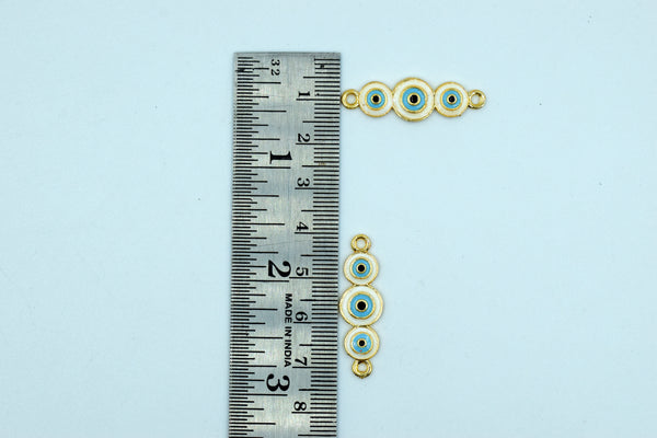 White Triple Evil Eye Rakhi pendant (Pack of 12)