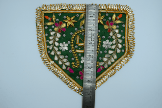 Green Color Flag Shape Gota Patch With Sathiya (2 Pc)