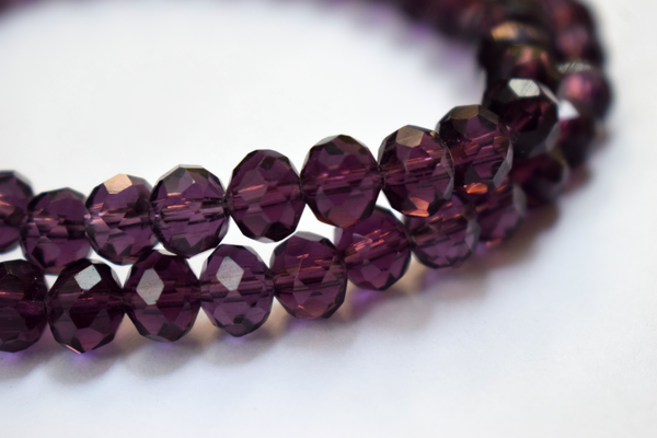 Transparent Wine Color Glass Tyre Crystal Beads Per String (8 mm)