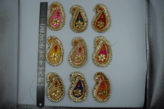 Cream Blue Single Nakhun Kairi Gotapatti Patch 3.5 Inch (10 Pc)