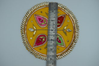 Yellow Base Star Design Gotapatti Patch 6 Inch(2 Pc)