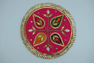 Dark Pink Base Star Design Gotapatti Patch 6 Inch(2 Pc)