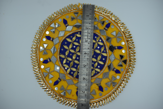 Blue Jaal With Yellow Border Gotapatti Patch 8 Inch