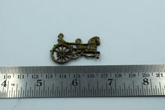 Horse cart Englishmen Black Metal Charm (Pack of 10)