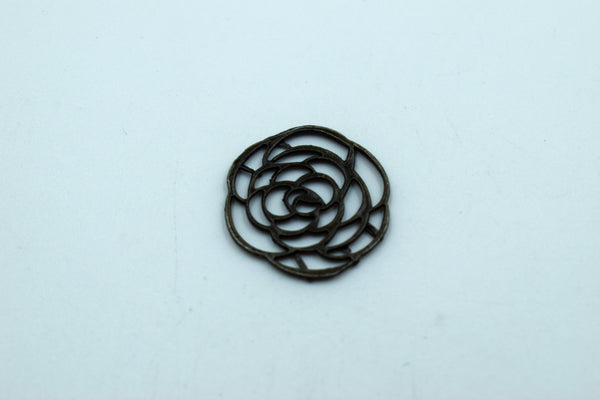 Trendy Black Metal Rose Charm (10 Pc)