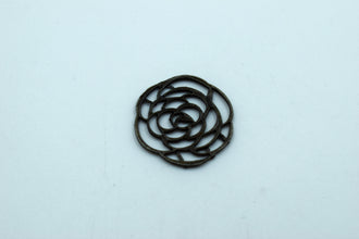 Trendy Black Metal Rose Charm (10 Pc)
