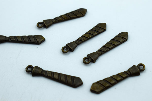 Necktie Black Metal Charm (10 Pc)