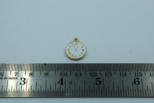 White Clock Enamel Charm (10 Pcs)