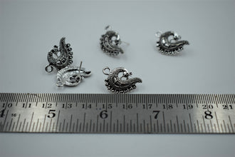 Beautiful Peacock Design Silver Oxidised Ear Stud (100 gm)