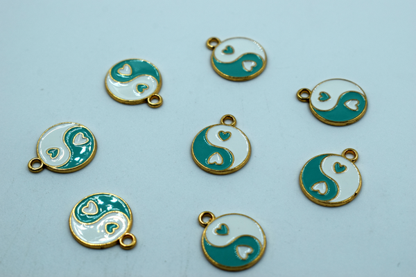 Yin-Yang Symbol Enamel Charm (10 Pcs)