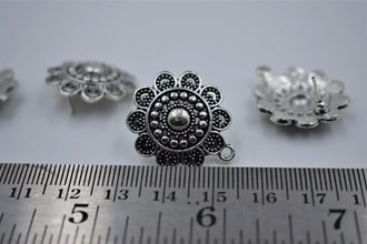 Beautiful Ethenic Design Silver Oxidised Ear Stud With Fine Detailing (100 gm)
