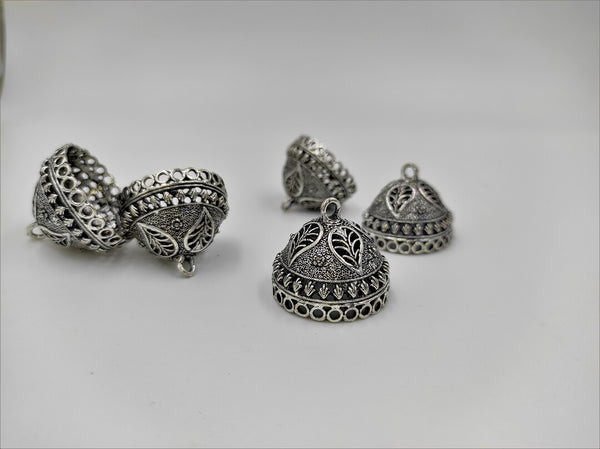 Beautiful Leaf Design Silver Oxidised Jhumka