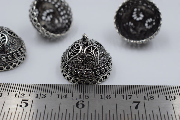 Beautiful Leaf Design Silver Oxidised Jhumka