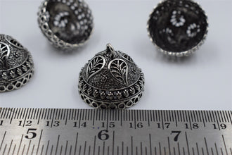 Beautiful Leaf Design Silver Oxidised Jhumka