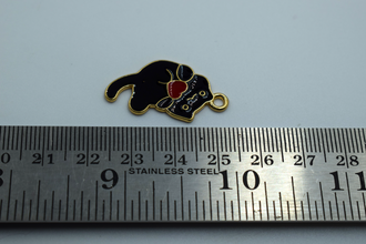 Black Cat With Red Heart Enamel Charm (10 Pcs)