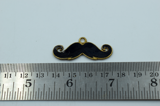 Black Moustache Enamel Charm (10 Pcs)