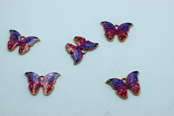 Pink Blue Shaded Butterfly Enamel Charm (10 Pcs)
