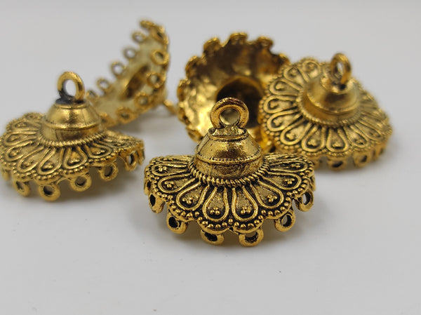 Medium Size Alloy Golden Jhumka Base With Unique Desiging (100 gm)