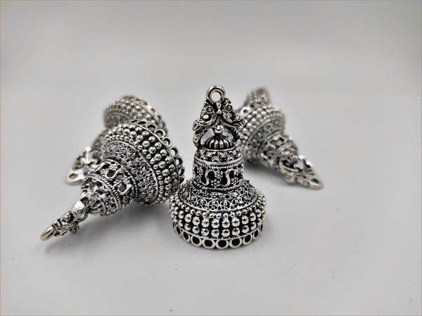 Beautiful  Silver Oxidised Jhumka With Fine Detailings (100 gm)