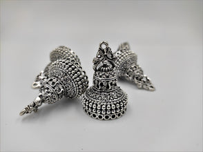 Beautiful  Silver Oxidised Jhumka With Fine Detailings (100 gm)
