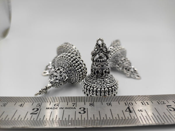 Beautiful  Silver Oxidised Jhumka With Fine Detailings (100 gm)