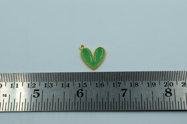 Green Heart Enamel Charm(Pack of 10)