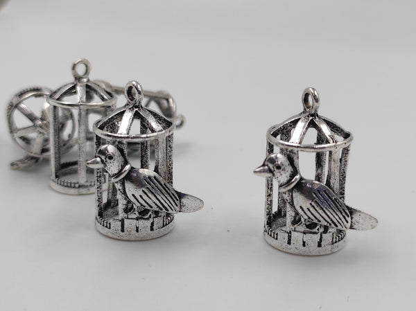 Cage Design With Bird Silver Oxidised Jhumka (100 gm)