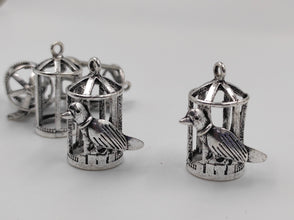 Cage Design With Bird Silver Oxidised Jhumka (100 gm)