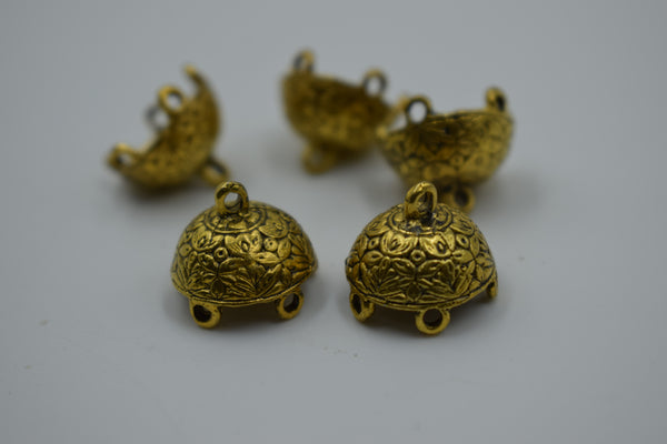 Medium Size Alloy Golden Jhumka Base With Beautiful Carving (100 gm)