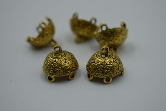 Medium Size Alloy Golden Jhumka Base With Beautiful Carving (100 gm)