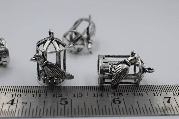 Cage Design With Bird Silver Oxidised Jhumka (100 gm)