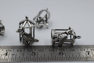 Cage Design With Bird Silver Oxidised Jhumka (100 gm)