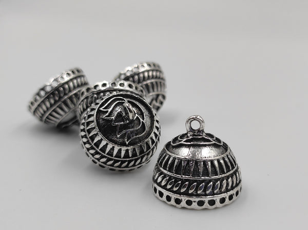 Beautiful Lotus Carving Silver Oxidised Jhumka Base(100 gm)