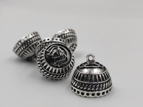 Beautiful Lotus Carving Silver Oxidised Jhumka Base(100 gm)