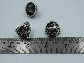 Beautiful Lotus Carving Silver Oxidised Jhumka Base(100 gm)