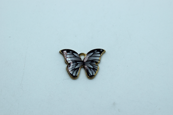 Black And White Butterfly Enamel Charm (10 Pcs)