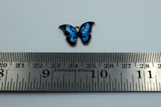 Blue And Black Shaded Butterfly Enamel Charm (10 Pcs)